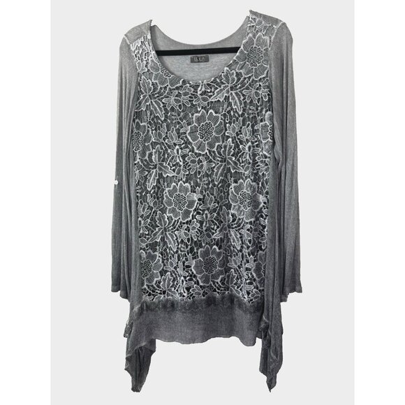 Lola Crochet L Gray Floral Assymetrical Italy Lagenlook Fairy Grunge Whimsigoth - Picture 1 of 10